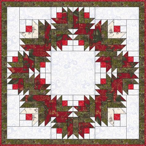 Wreath Quilt Block, Wreath Quilt Pattern, Wreath Quilt, Cat Quilt Block, Christmas Quilting Projects, Christmas Quilt Blocks, Log Cabin Quilt Pattern, Log Cabin Quilt Blocks, Modern Patchwork