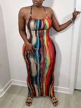 Multicolored Cross Belt Backless Sleeveless Maxi Dresses Open Back Maxi Dress, Vogue Dress, Blue Sleeveless Dress, Dress Sleeve Styles, Long Midi Dress, Long Summer Dresses, Hip Dress, Cheap Shoes, Polyester Dress