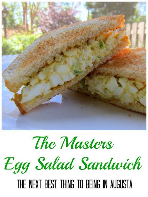 The Masters Egg Salad Sandwich Recipe - you can't watch the Masters without eating an egg salad sandwich! This recipe is quick, easy and tastes better than the original! Masters Egg Salad Sandwich Recipe, Southern Salads, Masters Egg Salad, Sandwich Fixings, Salad Sandwich Recipe, Egg Salad Sandwich Recipe, Egg Salad Sandwich, Reuben Sandwich, Egg Salad Sandwiches