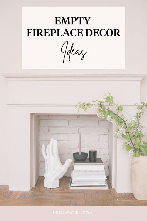 Fireplace Books, Fireplace Filler, Cottagecore Decor Ideas, Empty Fireplace Ideas, Empty Fireplace, Living Dining Room Decor, Modern Fireplace Ideas Living Rooms, Fireplace Decor Ideas, Unused Fireplace