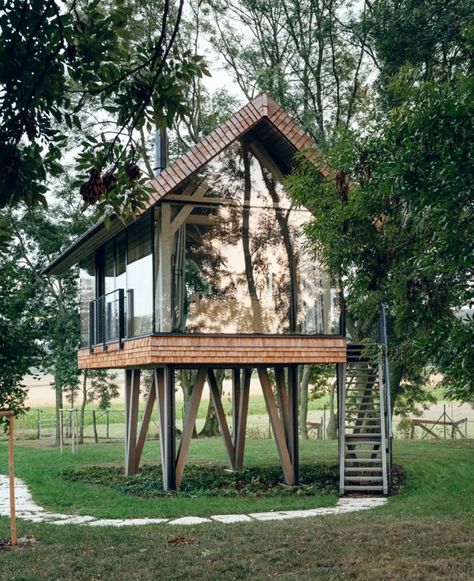 The Zen House Is A Cozy Tiny Home On Concrete Stilts Designed To Support Slow + Serene Living - Yanko Design Home On Stilts, Cozy Tiny Home, Hut House, Timber Staircase, Zen House, Creative Retreat, House On Stilts, Retreat Center, Micro House