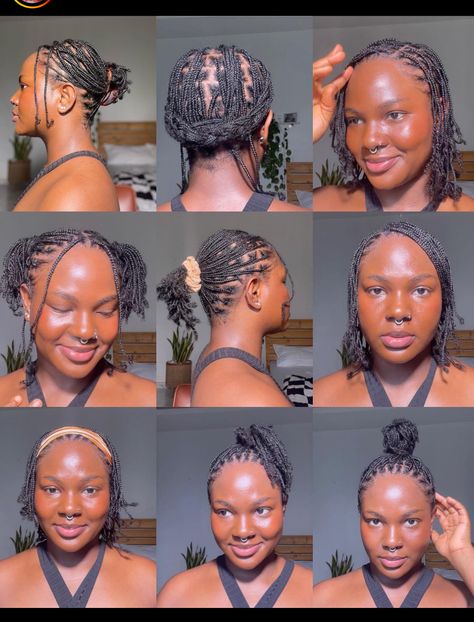 Shirt Hairstyle, Womens Golf Clothes, Short Braid Hairstyles, Short Braid, Mini Braids, Cornrows Natural Hair, Blue American Flag, Natural Hair Bun Styles, Short Box Braids Hairstyles