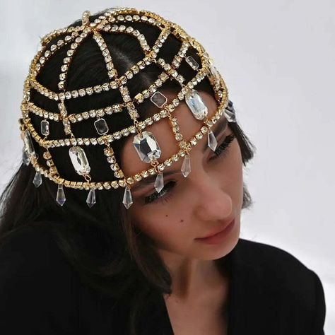 ✨ Elevate your bridal glow with our Glam Fringe Crystal Hat Cap! 💖 Perfect for the dazzling bride, this luxurious headpiece combines elegance and sparkle to make your special day unforgettable. Embrace the magic and let your hair shine like the stars! ✨👰‍♀️ #BridalBliss #WeddingJewelry #LuxuryHairAccessories #TiaraGoals #RhinestoneBeauty #BrideToBe #Glamour #HeadpieceHeaven #WeddingInspo #CrystalElegance Hair Chain Jewelry, Diamond Headpiece, Head Chain Jewelry, Forehead Headband, Bridal Hair Chain, Hair Accessories Tiara, Hair Chain, Women Headband, Luxury Hair Accessories