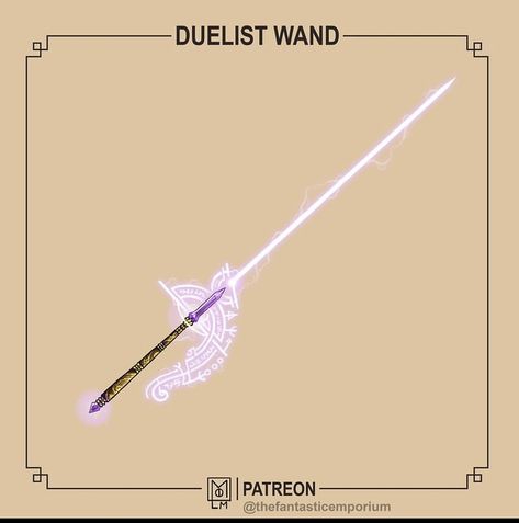 Dnd Staff Magic, Magic Wand Art Dnd, Dnd Magic Wand, Fantasy Equipment Art, Magic Wand Fantasy Art, Fantasy Wand Designs, Dnd Staff Item, Magic Wand Concept Art, Wand Fantasy Art