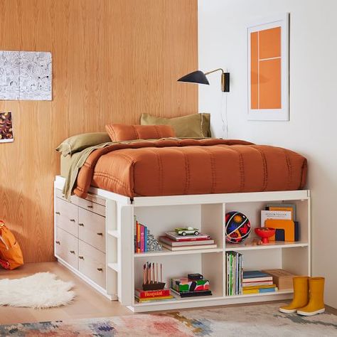 Baby & Kids Limited Time Offers | West Elm Captains Bed, Kids Loft Beds, Teen Furniture, Winter Wood, Storage Bed, White Bedding, West Elm, Bed Storage, Kid Beds