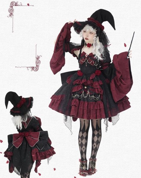 【-The Rose Witch-】 #GothicLolita #Halloween Top Wear and Jumper Dress Set ◆ Shopping Link >>> https://lolitawardrobe.com/the-rose-witch-gothic-lolita-top-wear-and-jumper-dress-set_p7935.html Witch Art Outfit, Cute Witch Outfits, Witch Dresses, Cute Witch Costume, Witch Outfits, Witch Clothes, Magical Girl Outfit, Punk Style Outfits, Witch Cosplay