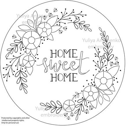 Home Sweet Home Embroidery Pattern Free, New Home Embroidery Ideas, Floral Hand Embroidery Patterns Free, Embroidery Wreath Pattern Free, Free Pattern Embroidery, Embroidery Flowers Pattern Templates Floral Design, Embroidery Designs Templates, Digital Embroidery Patterns Free, Embroidery Patrones