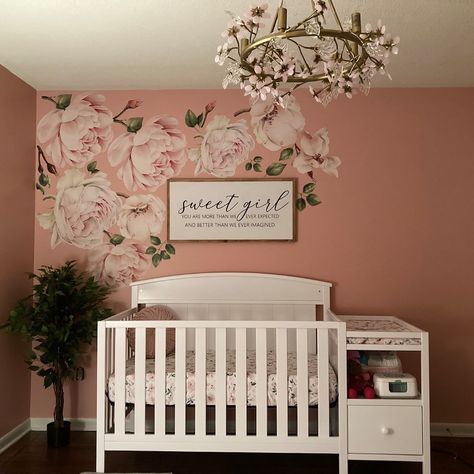 Floral Wall Decals, Flower Decals, Nursery Wall Decals, Flower Wall Stickers, Pink Girls Wall Decals, Wall Sticker, Wall Mural, Autumn Roses - Etsy Above Crib Decor Girl, Autumn Roses, Flower Decals, Floral Wall Decals, Autumn Rose, Flower Wall Stickers, Sticker Wall, Nursery Wall Decals, Nursery Walls