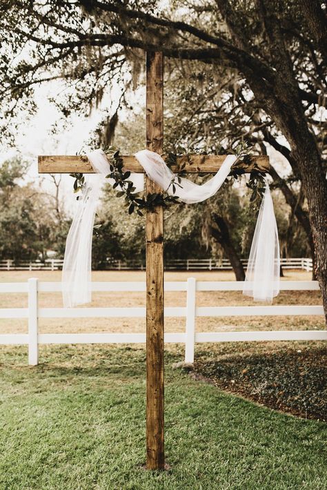 Marcus+Kristin John's Florida wedding — Wedding and Engagement Photography - Seattle, Sequim, and Port Angeles Wedding Ceremony Backdrop Outdoor, Ceremony Backdrop Outdoor, Wedding Ceremony Ideas, Wedding Cross, Wedding Ceremony Backdrop, Future Wedding Plans, Christian Wedding, Wooden Cross, Ceremony Backdrop