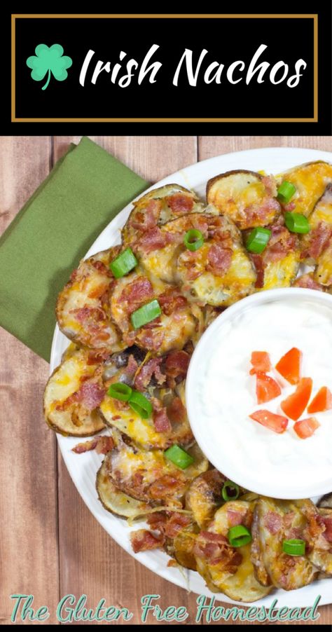 St Patrick's Day Appetizers, Irish Nachos, St Patricks Food, Irish Dinner, Irish Foods, Irish Cuisine, Food Game, Irish Party, Gluten Free Potatoes