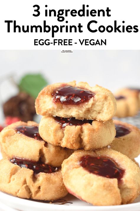 Vegan Deserts Easy, Egg Free Christmas Cookies, Easiest Christmas Cookies, Vegan Thumbprint Cookies, Gluten Free Thumbprint Cookies, Christmas Shortbread Cookies, Peanut Butter Thumbprint Cookies, Vegan Simple, Easy Vegan Cookies