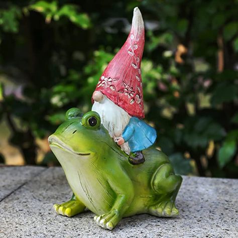 Statue For Garden, Gnome Gifts, Funny Garden Gnomes, Frog Statues, Garden Gnomes Statue, Funny Gnomes, Frog Decor, Gnome Statues, Frog Figurines