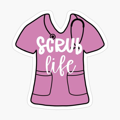 Get my art printed on awesome products. Support me at Redbubble #RBandME: https://www.redbubble.com/i/sticker/Scrub-life-purple-scrub-by-preslavagenova/119203278.EJUG5?asc=u Unique Scrubs, Doctor Stickers, Medical Stickers, Nurse Aesthetic, Pink Scrubs, Preppy Stickers, Career Vision Board, Cute Laptop Stickers, Scrub Life