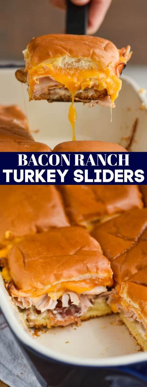 Turkey Bacon Ranch Sliders, Easy Turkey Sliders, Turkey Bacon Ranch, Bacon Ranch Sliders, Sliders Recipes Turkey, Ranch Sliders, Turkey Sliders, Baked Chicken Fajitas, Deli Turkey