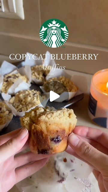 Fatima Chehab on Instagram: "My go-to blueberry muffins recipe! Bakery-style tall muffin with a very soft and moist interior!Tastes even better than the original!A must try recipe! Starbucks copycat muffin recipe⬇️
Ingredients:
200g all-purpose flour
57g (1/4 cup) melted butter
1/4 cup vegetable oil
150g granulated sugar
170g sour cream
2 eggs
1 tsp vanilla extract
2 tsp baking powder
1/2 tsp salt
200g frozen blueberries
Preheat the oven to 425 F.
Mix all the dry ingredients together (flour, baking powder, and salt)
In another bowl, whisk together the butter, vegetable oil, and sugar until smooth. Add in the sour cream eggs, vanilla and whisk again until well combined.
Add 3/4 of the dry ingredients into the wet ingredients gradually and whisk until just combined.
In a separate small bowl, Copycat Tim Hortons Blueberry Muffins, Blueberry Muffins Bakery Style, Starbucks Blueberry Muffins, Jumbo Blueberry Cinnamon Roll Muffins, Starbucks Muffins, Taste Of Home Blueberry Muffins, Cream Eggs, Blueberry Muffins Recipe, Smitten Kitchen Perfect Blueberry Muffins