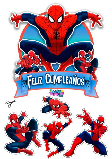 Cake Topper Spiderman, Topper Spiderman, Sofia The First Cartoon, Spiderman Topper, Happy Birthday Spiderman, Cake Spiderman, Spiderman Birthday Party Decorations, Spiderman Stickers, One Piece Birthdays