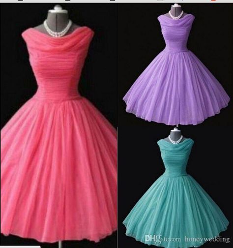 Top Selling Short Bridesmaid Dresses Cheap Under 50 Scoop Neck Coral / Teal / Purple Knee Length Junior Bridesmaids Dress For Wedding Party Maternity Bridesmaids Dresses Off The Rack Bridesmaid Dresses From Honeywedding, $44.22| Dhgate.Com 1950s Ball Gown, Dress For Wedding Party, 1950s Dresses Vintage, Tea Length Prom Dress, Junior Bridesmaids, Cheap Gowns, Dress For Wedding, Cocktail Dress Vintage, Dresses Cheap