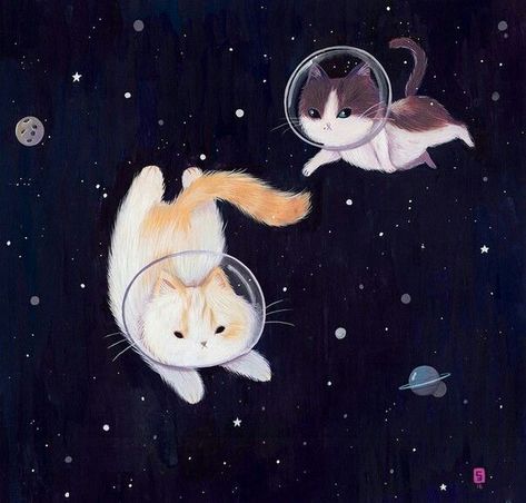 Space cats Space Animals, Arte 8 Bits, 강아지 그림, Space Cat, Cats Illustration, Cute Animal Drawings, Cat Illustration, Cat Drawing, In Space