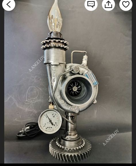 Lampe Steampunk, Luminaire Original, Garage Gift, Car Part Furniture, Handmade Clocks, Steampunk Industrial, Automotive Decor, Lamp Desk, Money Makers