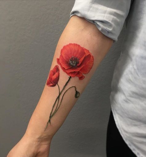 Poppy Tattoo Men, Watercolor Poppy Tattoo, Red Poppy Tattoo, Men Flower Tattoo, Poppy Flower Tattoo, Small Wave Tattoo, Backpiece Tattoo, Poppy Tattoo, Poppies Tattoo