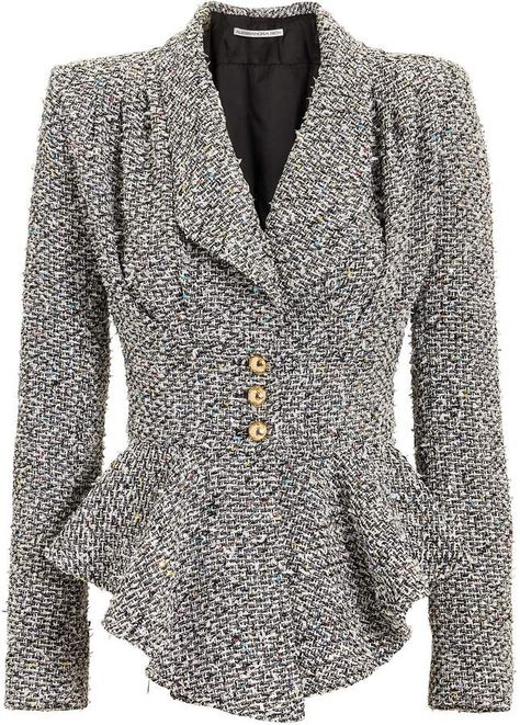 Alessandra Rich Sequinned Tweed Peplum Jacket Peplum Jacket Outfit, Tweed Top, Defined Waist, Alessandra Rich, Peplum Jacket, Peplum Hem, Fashion Hacks Clothes, Work Attire, Business Outfits