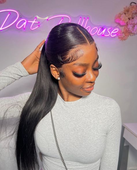 Straight Frontal Wig Hairstyles Ponytail, Frontal Wig Ponytail Hairstyles, Frontal Ponytail Hairstyles, Frontal Ponytail, Extended Ponytail, Bombshell Hair, Pony Hairstyles, Crochet Styles, Hair Magic