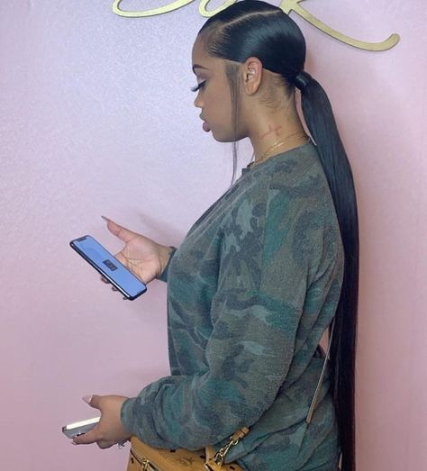 Braided Ponytail Weave, Ponytail Weave, Black Hair Inspiration, Slick Ponytail, Slicked Back Ponytail, Sleek Ponytail Hairstyles, Cute Ponytails, Black Ponytail Hairstyles, Quick Natural Hair Styles