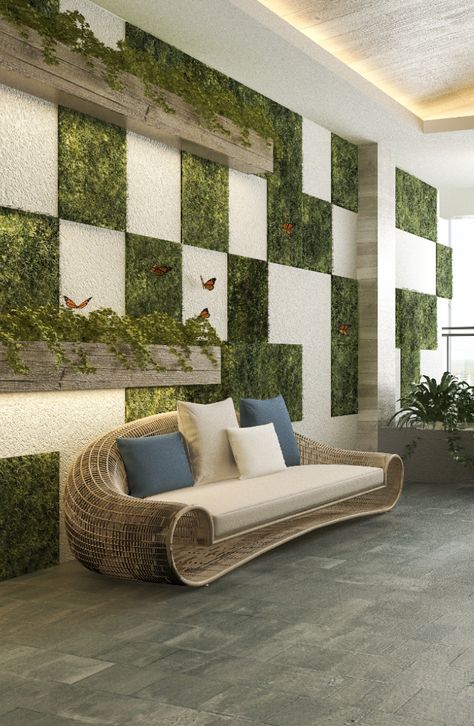 moss wall ideas Greenwall Interior, Green Wall Design, Interior Design Your Home, Green Wall Decor, Wall Panel Design, Green Walls, Moss Wall, Home Entrance Decor, Wall Decor Design