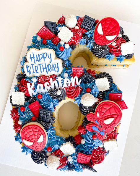 🕸️ Kashton’s Spider-Man cake 🕷️ #spiderman#spidermancake#numbercake#cake#lasvegas#lasvegascakes | Instagram Number 4 Cake Boy, Spider Man Pull Apart Cupcakes, Spider Man Number Cake, Spiderman Cookie Cake, Boy Birthday Cake Design, Spiderman Number Cake, Spiderman Themed Food, Spiderman Treats, Number 6 Cake