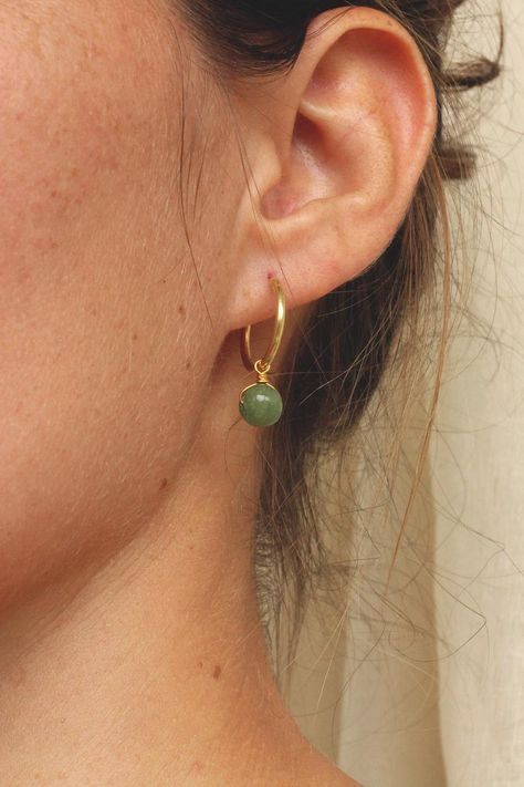 November Birthstone Jewelry, Jade Charm, Simple Hoop Earrings, Small Gold Hoops, Citrine Earrings, Gold Filled Hoops, Jade Earrings, Moonstone Earrings, Fall Jewelry