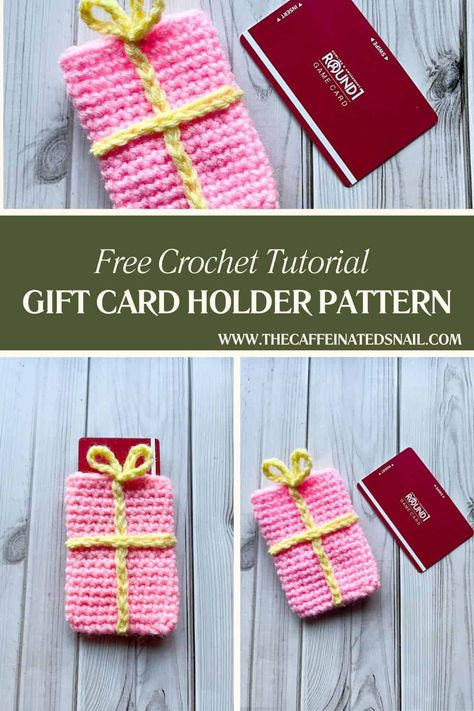 The holidays are just around the corner, and what better way to make gift cards extra special than with a handmade crochet gift card holder? This quick and easy pattern is perfect for Christmas, birthdays, and other special occasions! Gift Card Holder Crochet, Crochet Christmas Gift Card Holders, Crochet Gift Card Holder Pattern Free, Last Minute Crochet Gifts, Crochet Gift Card Holder, Crochet Xmas Gifts, Card Holder Pattern, Gift Card Holder Diy, Crochet Holiday