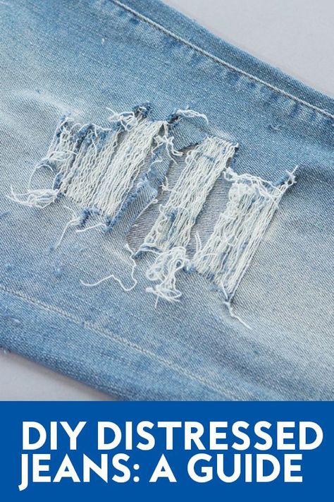 If your crisp mom jeans need an edgy flair, get out your chalk, tweezers, and scissors to DIY distress your denim. #style #ootd #fashion How To Distressed Jeans, How To Make Torn Jeans Diy, How To Make Holes In Jeans Diy, Diy Distressed Jeans Tutorial, How To Distress Jeans, How To Make Ripped Jeans Diy, Diy Distressed Jeans, Custom Jeans Diy, Diy Ripped Jeans