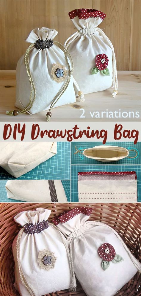 Make A Drawstring Bag, Drawstring Bag Tutorial, Drawstring Bag Diy, Jewerly Bag, Sewing Corner, Drawstring Bag Tutorials, Burlap Gift Bags, Bag Tutorials, Bag Styles