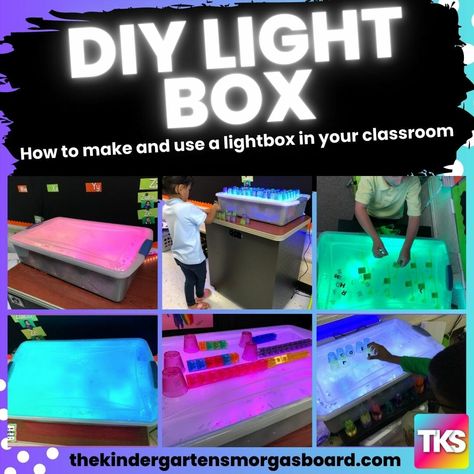 Diy Light Box For Kids, Light Table Kindergarten, Light Table Diy, Light Box Ideas, Diy Light Box, Simple Workbench, Diy Light Table, Kindergarten Sensory, Simple Workbench Plans