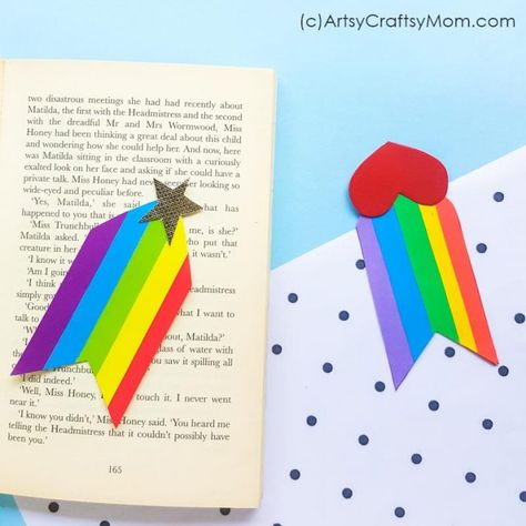 Bookmark For Kids, Lgbtq Ally, Rainbow Activities, Red Crafts, Heart Bookmark, Bookmark Craft, Diy Rainbow, Horror Fiction, Guide To The Galaxy