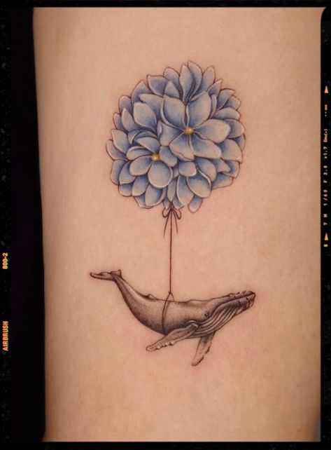 Flying Whale Tattoo, Whale And Flower Tattoo, Balloons Tattoo, Humpback Whale Tattoo, Air Balloon Tattoo, Flowers Balloons, Balloon Tattoo, Flying In The Sky, App Filter