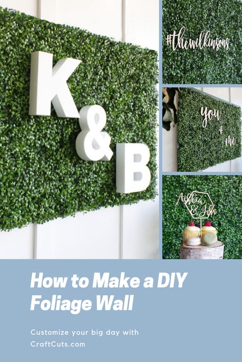 Diy Foliage Wall, How To Make A Greenery Wall Backdrop, Diy Faux Greenery Wall, Greenery Wall Diy, Diy Faux Plant Wall, Diy Boxwood Wall, Diy Green Wall, Green Wall Diy, Boxwood Wall Decor