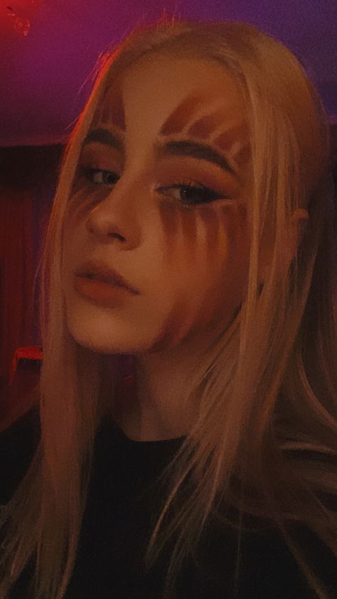 Aot Titan Makeup, Titan Marks Makeup, Female Titan Makeup, Female Titan Cosplay, Attack On Titan Halloween Costume, Attack On Titan Makeup, Titan Makeup, Titan Costume, Attack On Titan Costume