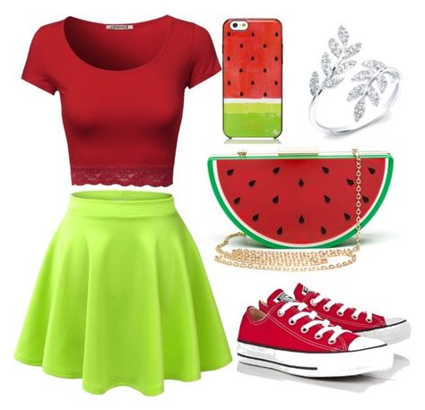 "Watermelon Fashion" by fashion-lover04 ❤ liked on Polyvore featuring Kate Spade and Converse Watermelon Fashion, Watermelon Outfit, Flared Mini Skirt, Outfit Women, Character Outfits, Soft Pastel, Shirt Top, Skater Skirt, Watermelon