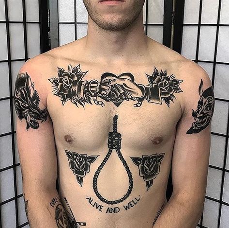 Mens Stomach Tattoo, Traditional Bear Tattoo, Traditional Chest Tattoo, Dragon Tattoo Stencil, Collar Bone Tattoo For Men, Collar Tattoo, Traditional Tattoo Man, Traditional Black Tattoo, Torso Tattoos