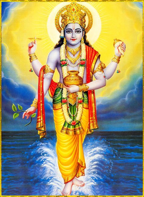 VISHNU ART — ☀ SHRI DHANVANTARI ॐ ☀ “The son of Kasya was Kasi,... Dhanvantri God Painting, Krishna Avatar, Hindu Statues, Hanuman Pics, Lakshmi Images, Lord Ganesha Paintings, Lord Vishnu Wallpapers, Hinduism Art, Goddess Artwork