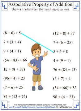 Associative Property of Addition                                                                                                                                                                                 More Associative Property Of Addition, Identity Property Of Addition, Commutative Property Of Addition, Math Properties, Associative Property, Addition Worksheet, Math Addition Worksheets, Sixth Grade Math, Math Groups