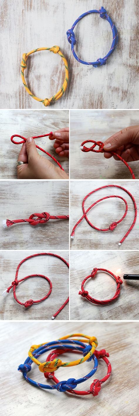 DIY 3 Last Minute Rope Bracelets for Dad | http://helloglow.co/diy-fashion-last-minute-rope-bracelets-for-dad/ Men Recipes, Gym Rats, Rope Bracelets, Lucet, Diy For Men, Diy Bracelets Easy, Pola Sulam, Fashion Designing, Bracelet Knots