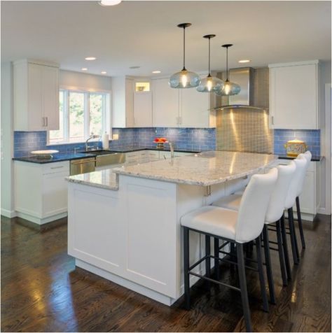 i like the idea of the extra wide bar height kitchen island Kitchen Island Bar Height, Kitchen Bar Counter, Unique Kitchen Design, Kitchen Peninsula, Kitchen Island Bar, Island Bar, Farmhouse Kitchen Island, Kitchen Island Decor, Modern Kitchen Island