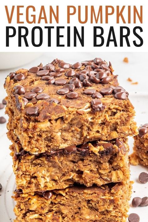 Pumpkin Protein Bars (Vegan   Gluten Free) Pumpkin Oat Bars, Protein Pumpkin Pie, Pumpkin Protein Bars, Healthy Pumpkin Bars, Pumpkin Pie Protein, Eating Bird Food, Pumpkin Oats, Pumpkin Protein, Vegan Protein Bars