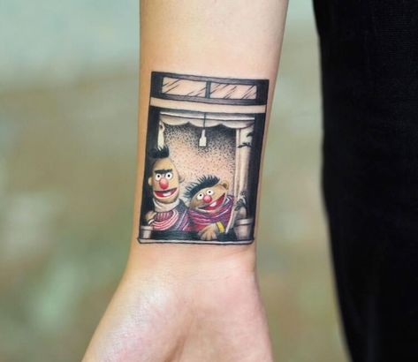 Tattoo photo - Sesame Street tattoo by Jefree Naderali Sesame Street Tattoo, Tattoo Large, From Tv Series, Bert And Ernie, Street Tattoo, Movie Tattoo, 100 Tattoo, Bear Tattoos, Anchor Tattoos