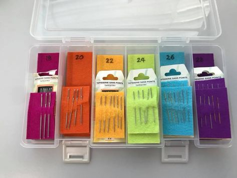 Cross Stitch Needle Case, Cross Stitch Room Organization, Hand Sewing Needle Storage, Embroidery Needle Storage, Storing Sewing Needles, Cross Stitch Project Organization, Needle Storage Ideas, Cross Stitch Organization, Embroidery Organization