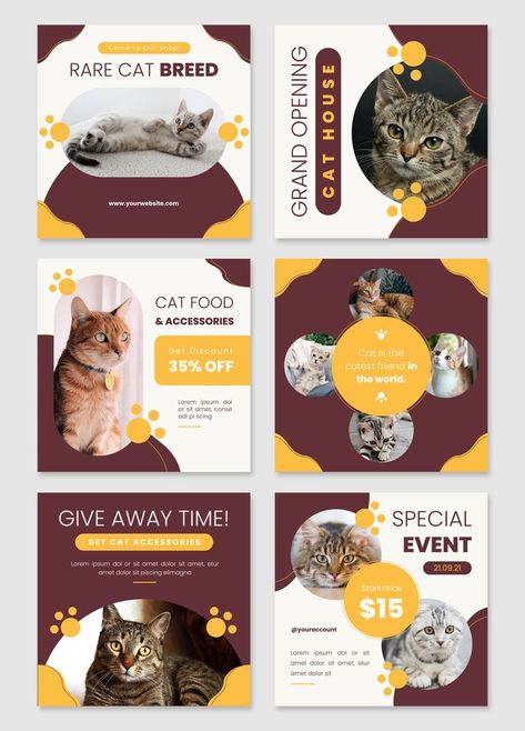 Instagram Feed Template, Pet Branding, Instagram Design Layout, Raising Farm Animals, Instagram Feed Planner, Editorial Design Layout, Cat Store, Post Animal, Cat Post