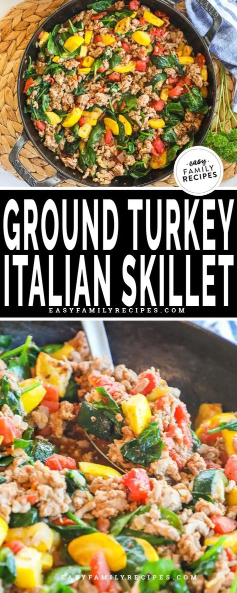 Italian Ground Turkey, Italian Skillet, Ground Turkey Meal Prep, Vegetable Skillet, Veggie Skillet, Ground Turkey Recipes Healthy, Healthy Ground Turkey, Italian Turkey, Empanada Recipe