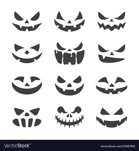 Jack-o-lantern Faces, Jack O Lantern Faces Scary, Different Pumpkin Faces, Cute Pumpkin Face Carving Ideas, Jack I Lantern Faces, Pumpkin Face Tattoo, Jack O Lantern Faces Ideas, Pumpkin Faces Drawing, Pumpkin Faces Ideas Carved